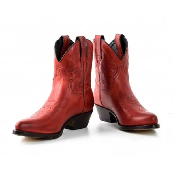 Women's Cowboy Boots or Ankle Boots Handcrafted Red Leather 2374 Texanas