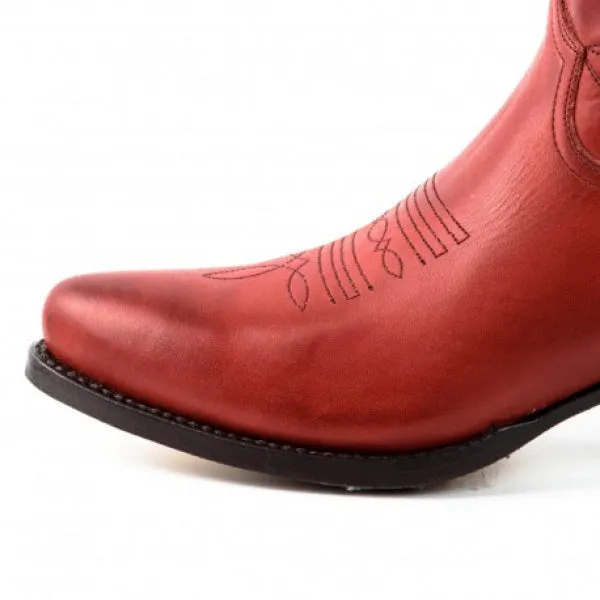Women's Cowboy Boots or Ankle Boots Handcrafted Red Leather 2374 Texanas