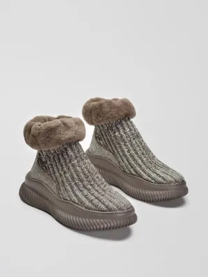 Women's fleece warm casual sneakers