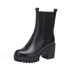 Women's Small Size 2 Chunky Heel Side Zipper Boots DS291