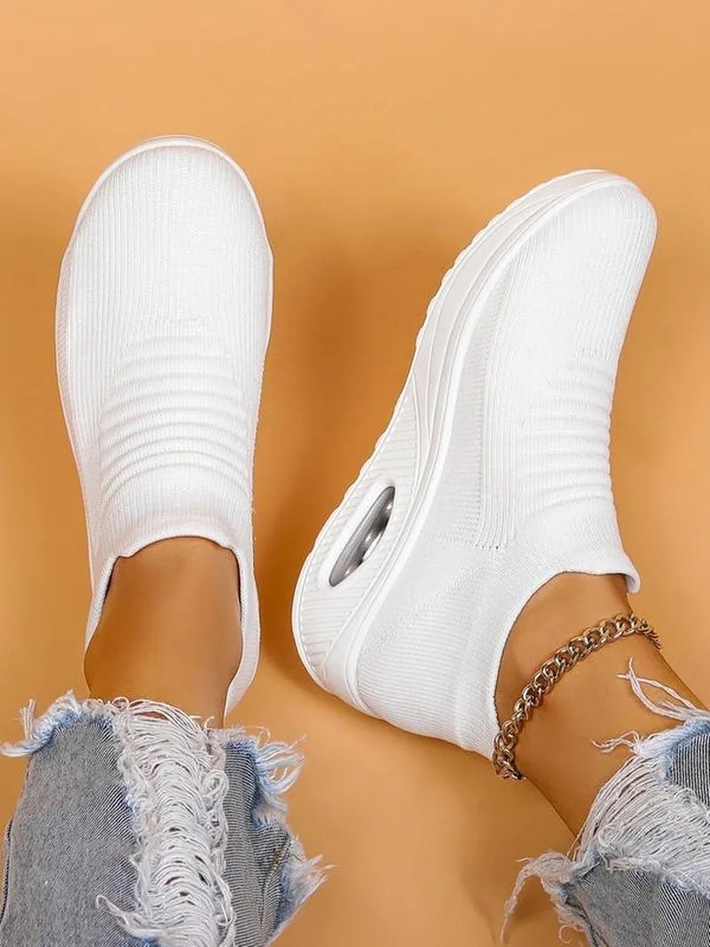 Women's Solid Color Slip-On Walking Sneakers