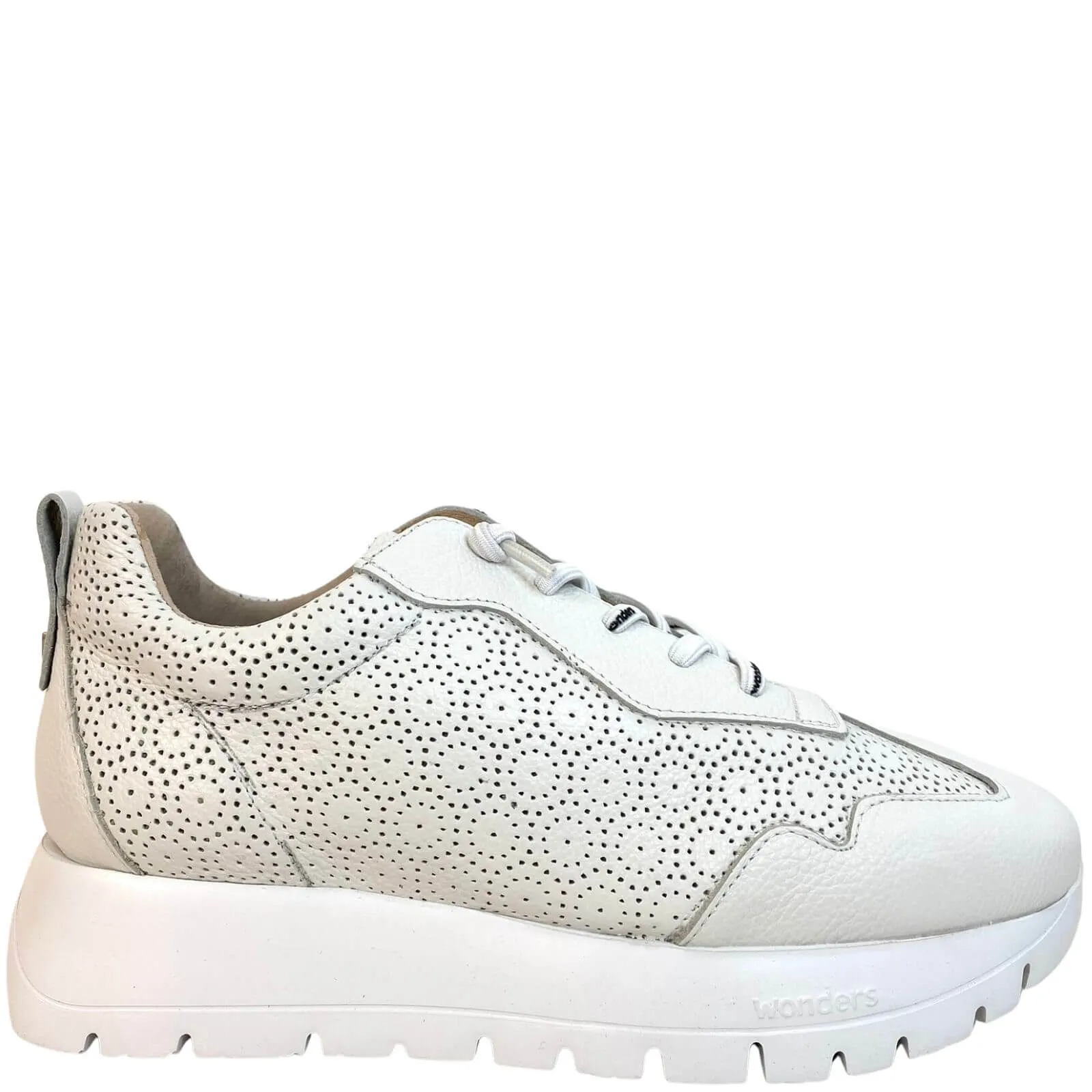 Wonders White Laser Cut Leather Sneakers