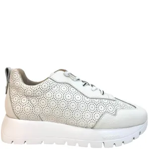 Wonders White Laser Cut Leather Sneakers