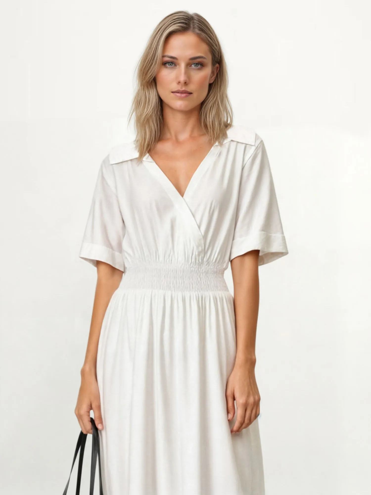 Wrap Bodice Shirt Midi Sun Dress