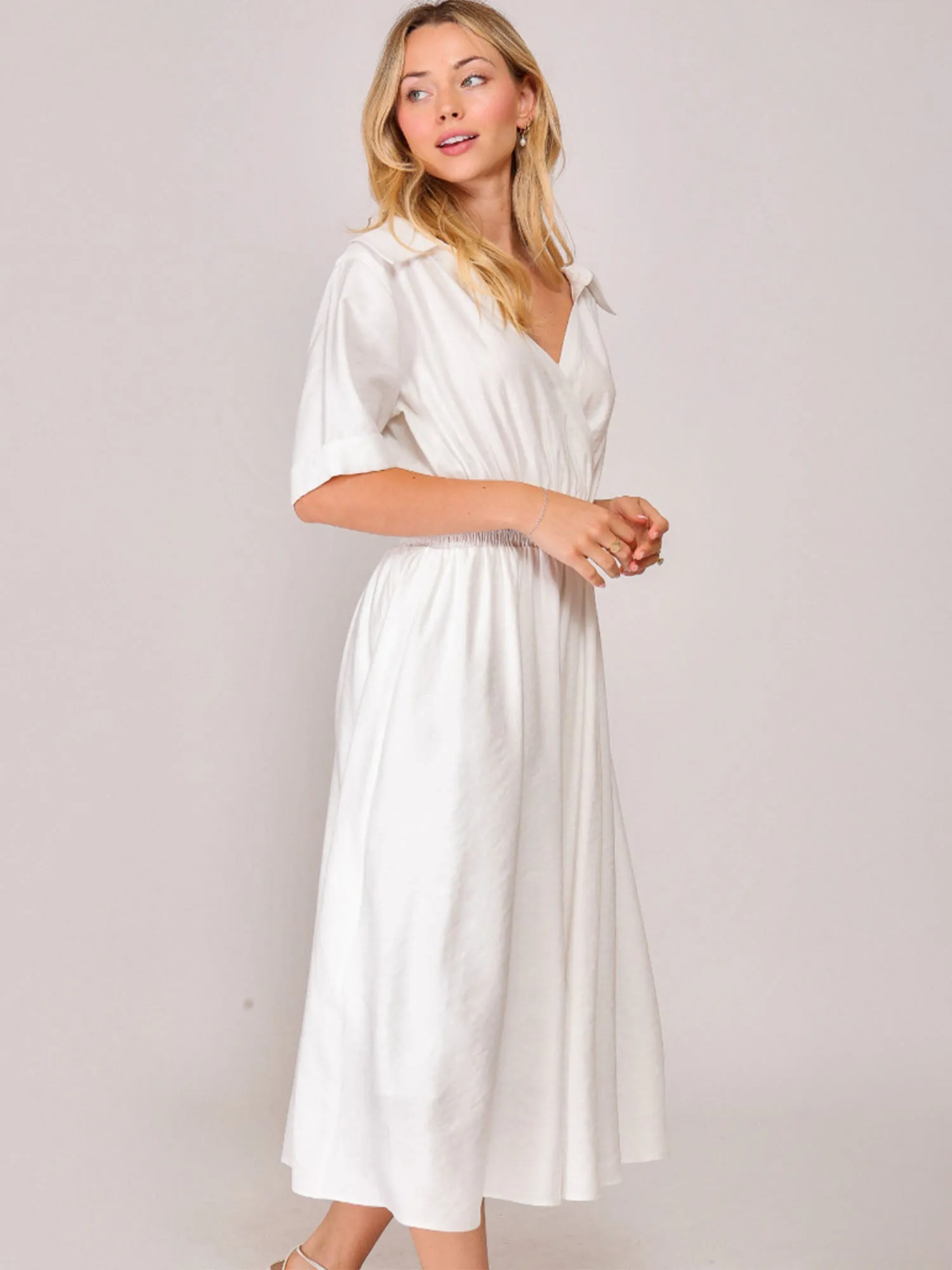 Wrap Bodice Shirt Midi Sun Dress