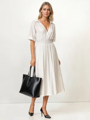 Wrap Bodice Shirt Midi Sun Dress