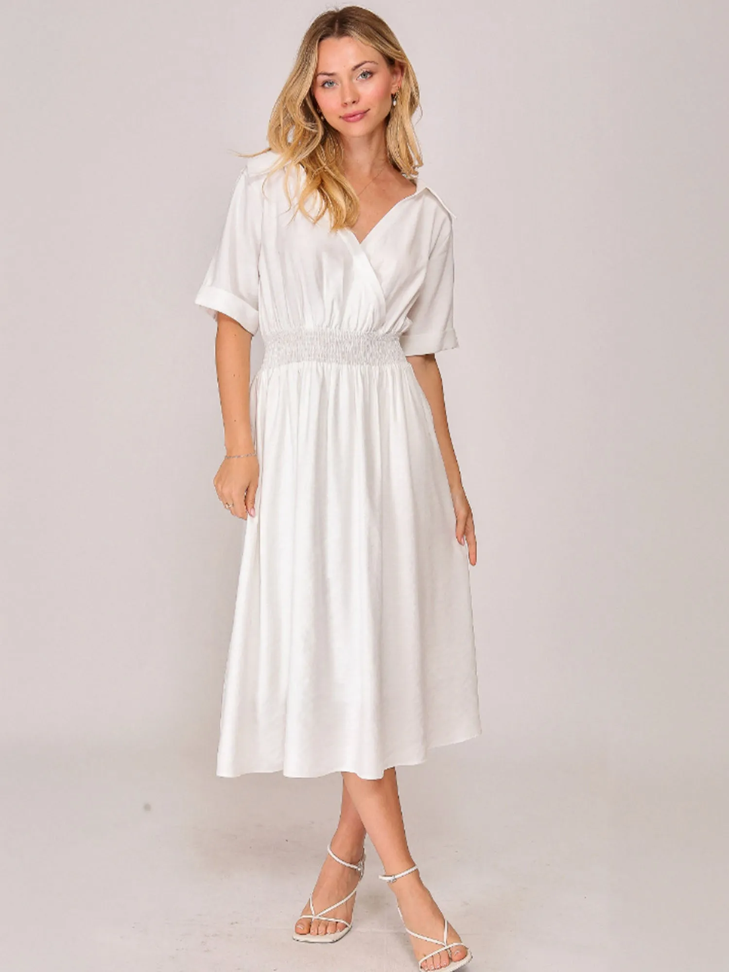 Wrap Bodice Shirt Midi Sun Dress