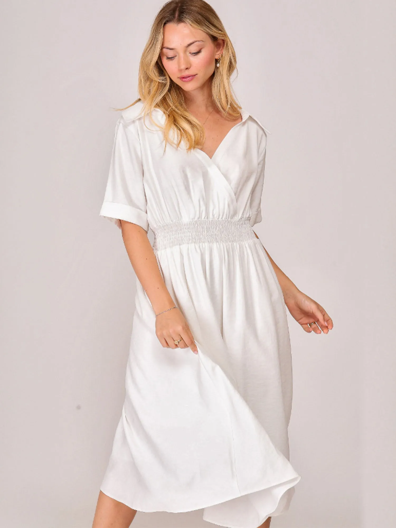 Wrap Bodice Shirt Midi Sun Dress