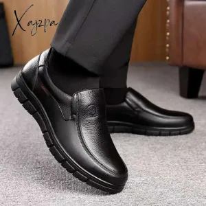 Xajzpa - Men's Genuine Leather Shoes 38-46 Head Leather Soft Anti-slip Rubber Loafers Shoes Man Casual Real Leather Shoes