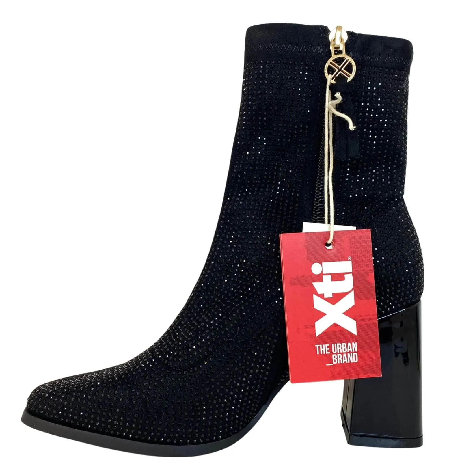 XTI Black Sparkly Sock Boots